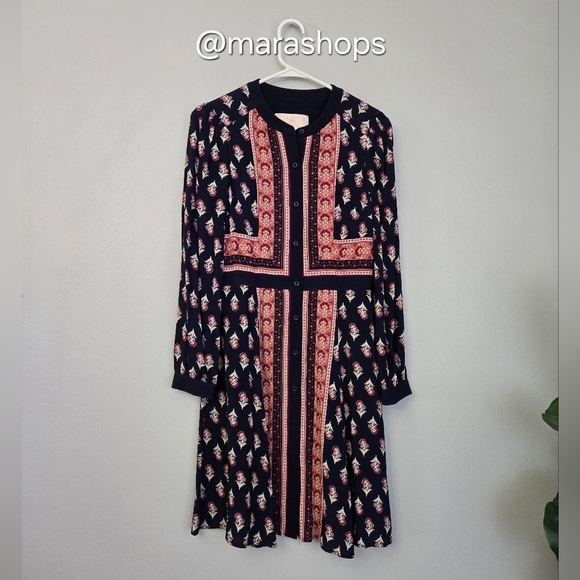 Gal meets Glam Carlene Print Button Front Long Sleeve Dress - Picture 3 of 8